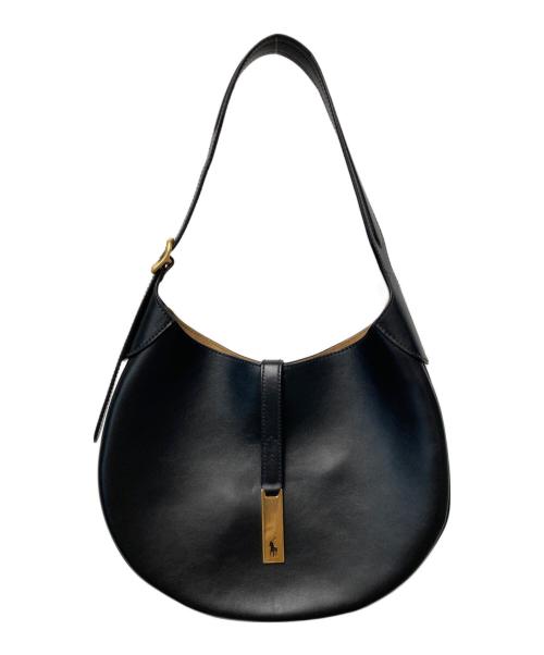 POLO RALPH LAUREN（ポロ・ラルフローレン）POLO RALPH LAUREN (ポロ・ラルフローレン) POLO ID MEDIUM LEATHER SHOULDER BAG/ポロ ID ミディアム レザー ショルダーバッグ ブラックの古着・服飾アイテム