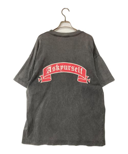 ASKAURSELF（アスクユアセルフ）ASKAURSELF (アスクユアセルフ) プリントTシャツ ブラック サイズ:SIZE Lの古着・服飾アイテム
