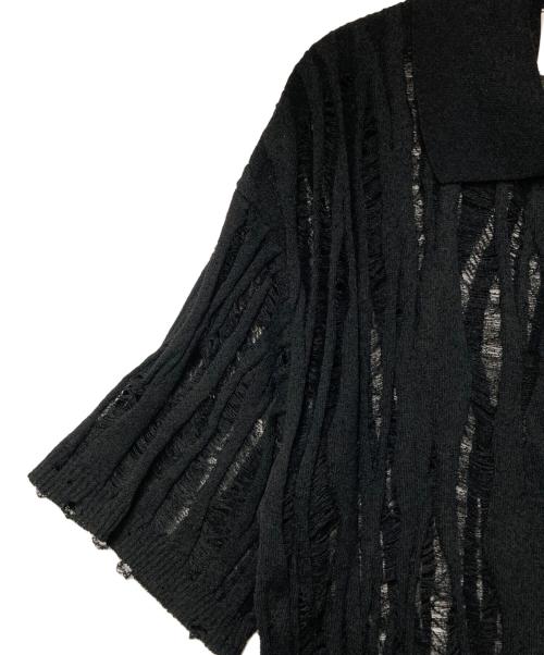 MAISON SPECIAL（メゾンスペシャル）MAISON SPECIAL (メゾンスペシャル) Destroy Mesh Prime-Over Short Sleeve Knit Polo Shirt ブラック サイズ:02の古着・服飾アイテム