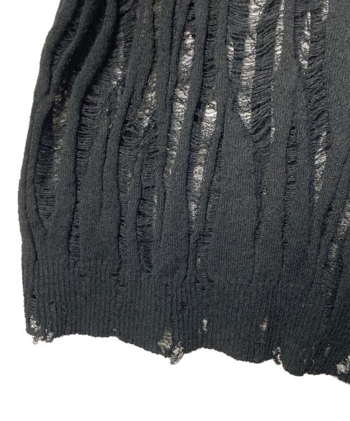 MAISON SPECIAL（メゾンスペシャル）MAISON SPECIAL (メゾンスペシャル) Destroy Mesh Prime-Over Short Sleeve Knit Polo Shirt ブラック サイズ:02の古着・服飾アイテム