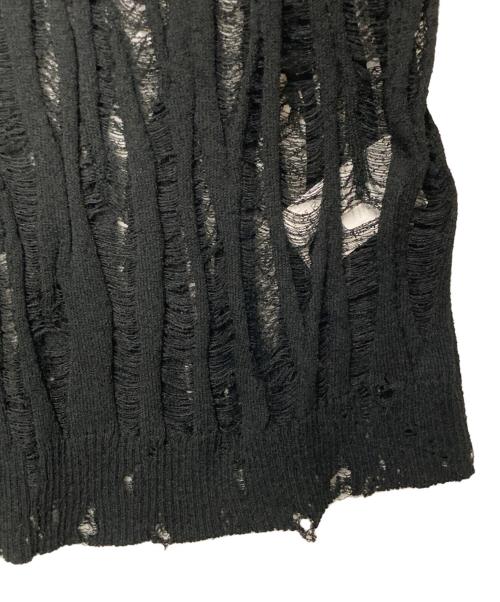 MAISON SPECIAL（メゾンスペシャル）MAISON SPECIAL (メゾンスペシャル) Destroy Mesh Prime-Over Short Sleeve Knit Polo Shirt ブラック サイズ:02の古着・服飾アイテム