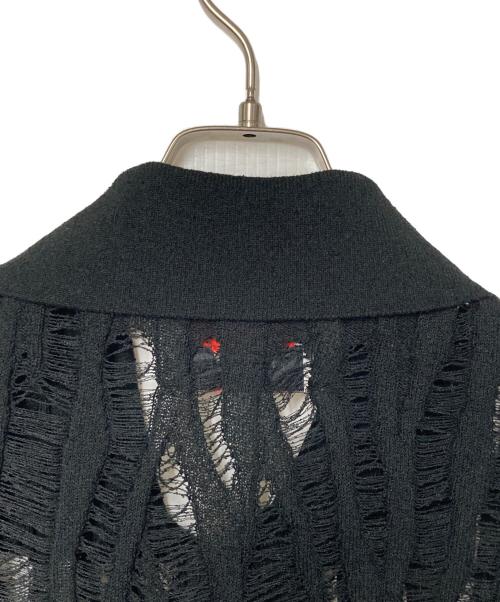 MAISON SPECIAL（メゾンスペシャル）MAISON SPECIAL (メゾンスペシャル) Destroy Mesh Prime-Over Short Sleeve Knit Polo Shirt ブラック サイズ:02の古着・服飾アイテム