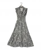 Swingleスウィングル）の古着「ミニフラワーフリルスリーブボウタイワンピース」｜ホワイト×ブラック