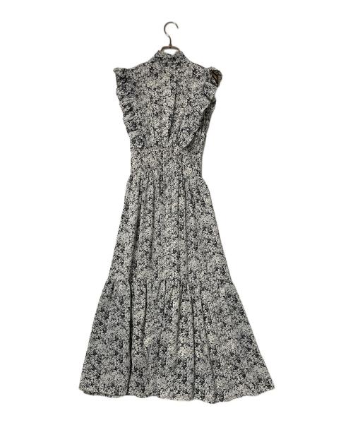 Swingle（スウィングル）Swingle (スウィングル) ミニフラワーフリルスリーブボウタイワンピース ホワイト×ブラック サイズ:Fの古着・服飾アイテム