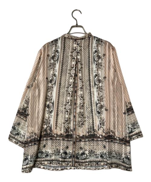 BOURGE（ブルージュ）BOURGE (ブルージュ) 総柄シアーブラウス ボウタイブラウス ベージュ サイズ:13+の古着・服飾アイテム