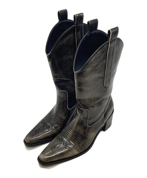 SLY（スライ）SLY (スライ) MIDDLE WESTERN ブーツ ポインテッドトゥ ウエスタンデザイン ブラック サイズ:Ｌ（24.5-25.0）の古着・服飾アイテム