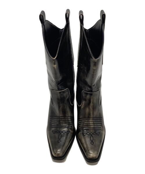 SLY（スライ）SLY (スライ) MIDDLE WESTERN ブーツ ポインテッドトゥ ウエスタンデザイン ブラック サイズ:Ｌ（24.5-25.0）の古着・服飾アイテム