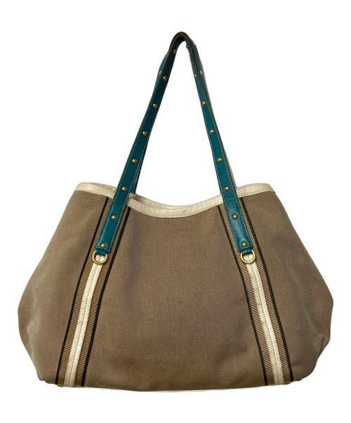 PRADA（プラダ）PRADA (プラダ) ジャガードロゴトートバッグ ベージュの古着・服飾アイテム