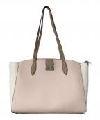 Kate Spadeケイトスペード）の古着「ヴォヤージュ カラーブロック スモール グレイン テクスチャード レザー ラージ ワーク トート」｜ピンク×ベージュ×アイボリー