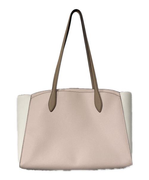 Kate Spade（ケイトスペード）Kate Spade (ケイトスペード) ヴォヤージュ カラーブロック スモール グレイン テクスチャード レザー ラージ ワーク トート ピンク×ベージュ×アイボリーの古着・服飾アイテム