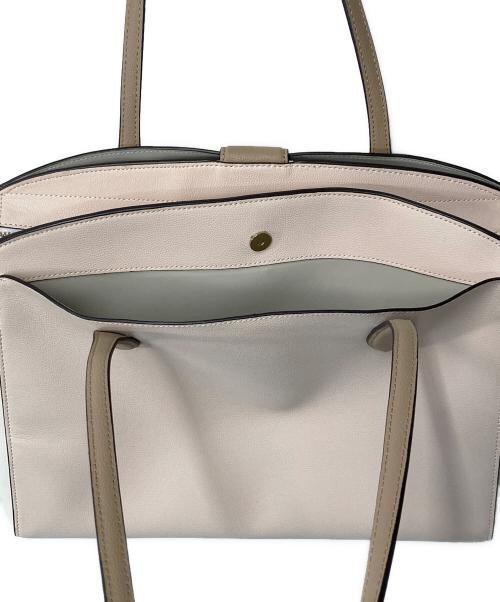 Kate Spade（ケイトスペード）Kate Spade (ケイトスペード) ヴォヤージュ カラーブロック スモール グレイン テクスチャード レザー ラージ ワーク トート ピンク×ベージュ×アイボリーの古着・服飾アイテム