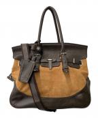 PELLE MORBIDAペッレモルビダ）の古着「2WAYフラップトートバッグ 日本製」｜ブラック×ブラウン