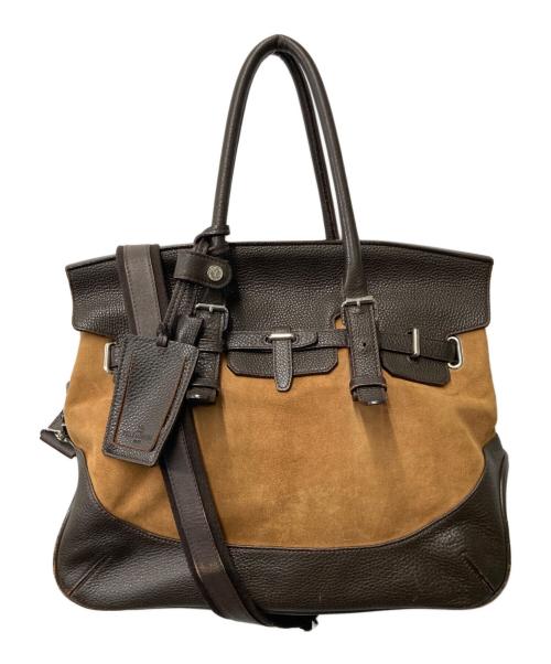 PELLE MORBIDA（ペッレモルビダ）PELLE MORBIDA (ペッレモルビダ) 2WAYフラップトートバッグ 日本製 ブラック×ブラウンの古着・服飾アイテム