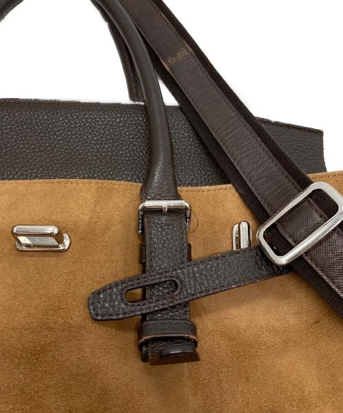 PELLE MORBIDA（ペッレモルビダ）PELLE MORBIDA (ペッレモルビダ) 2WAYフラップトートバッグ 日本製 ブラック×ブラウンの古着・服飾アイテム