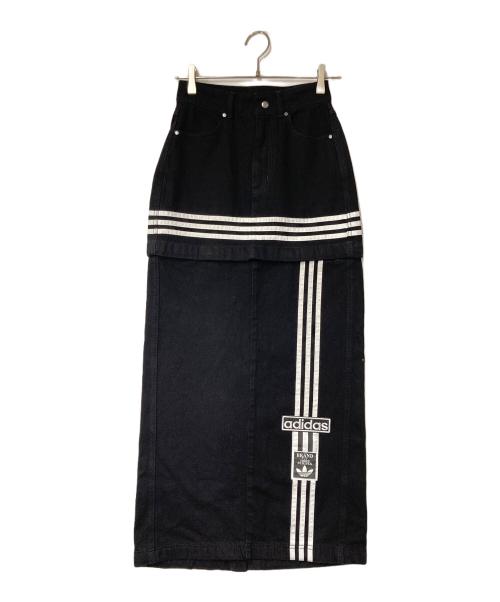 adidas（アディダス）adidas (アディダス) デニム 2-In-1 スカート ブラック サイズ:25インチの古着・服飾アイテム