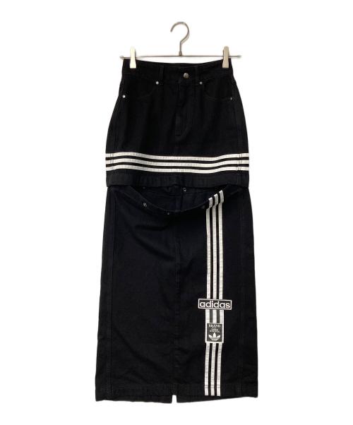 adidas（アディダス）adidas (アディダス) デニム 2-In-1 スカート ブラック サイズ:25インチの古着・服飾アイテム