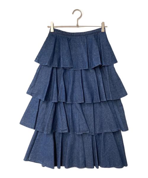 TSURU by MARIKO OIKAWA（ツルバイマリコオイカワ）TSURU by MARIKO OIKAWA (ツルバイマリコオイカワ) ティアードスカート デニムスカート  デニムフリルスカート インディゴ サイズ:34の古着・服飾アイテム