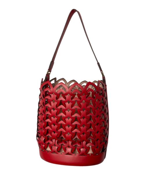 Kate Spade（ケイトスペード）Kate Spade (ケイトスペード) ドリー ミディアム バケット ワンショルダーバッグ レッドの古着・服飾アイテム