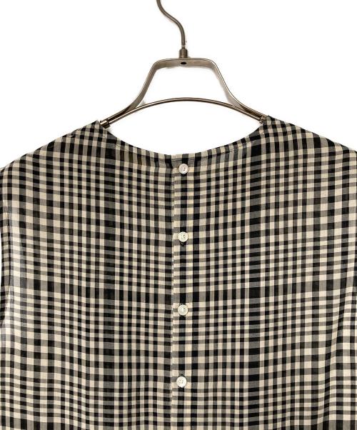 BALLSEY（ボールジィ）BALLSEY (ボールジィ) コットンボイルプラッド バックギャザーロングワンピース ブラック サイズ:34の古着・服飾アイテム