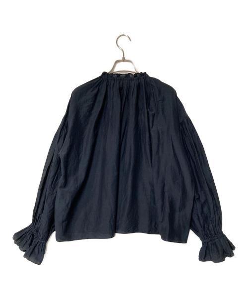 BALLSEY（ボールジィ）BALLSEY (ボールジィ) シルクコットン ネックギャザーブラウス ネイビー サイズ:36の古着・服飾アイテム