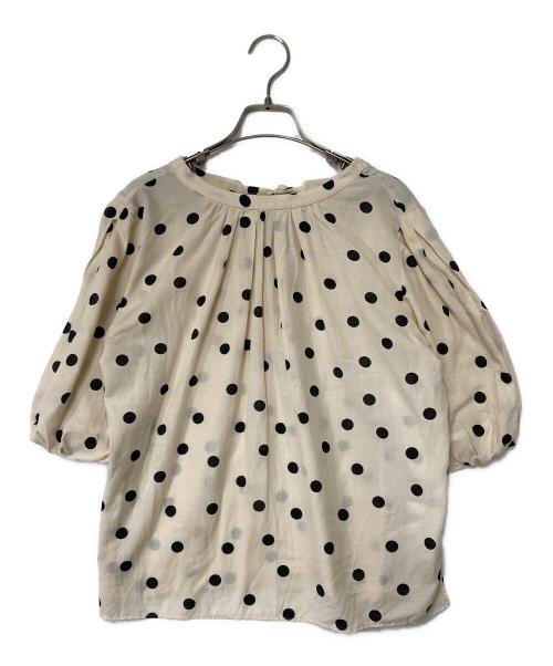 BALLSEY（ボールジィ）BALLSEY (ボールジィ) ドットプリント パフスリーブブラウス 日本製 ベージュ サイズ:36の古着・服飾アイテム