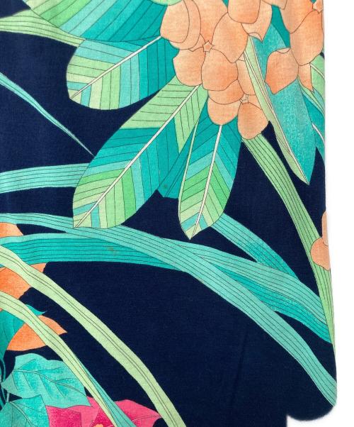 LEONARD FASHION（レオナールファッション）LEONARD FASHION (レオナールファッション) フラワープリントコットンワンピース ネイビー×グリーン サイズ:Ｓの古着・服飾アイテム