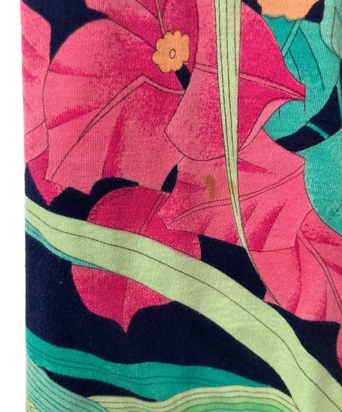 LEONARD FASHION（レオナールファッション）LEONARD FASHION (レオナールファッション) フラワープリントコットンワンピース ネイビー×グリーン サイズ:Ｓの古着・服飾アイテム