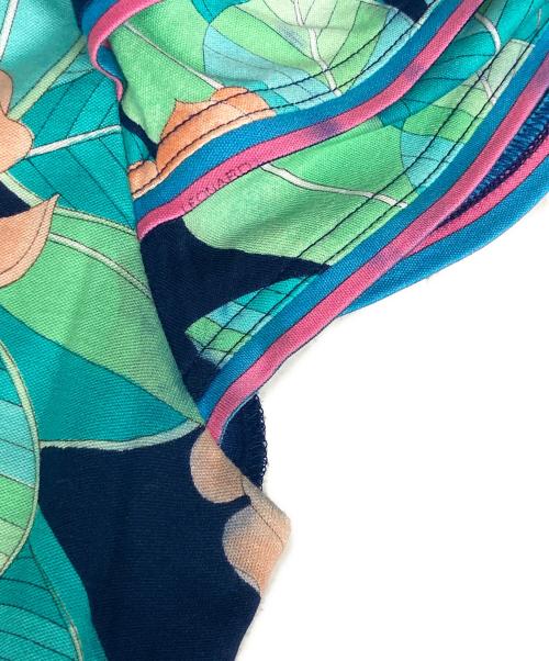 LEONARD FASHION（レオナールファッション）LEONARD FASHION (レオナールファッション) フラワープリントコットンワンピース ネイビー×グリーン サイズ:Ｓの古着・服飾アイテム