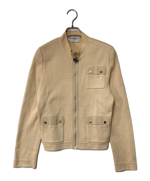 Salvatore Ferragamo（サルヴァトーレ フェラガモ）Salvatore Ferragamo (サルヴァトーレ フェラガモ) コットンニットジャケット イタリア製 ベージュ サイズ:Mの古着・服飾アイテム