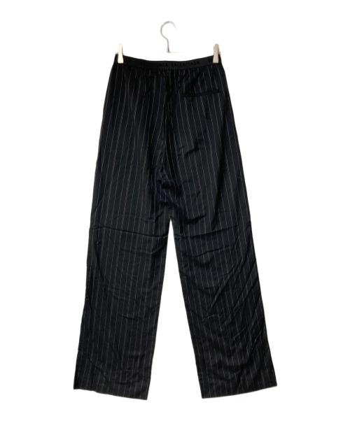 BALENCIAGA（バレンシアガ）BALENCIAGA (バレンシアガ) ウエストロゴ ストライプワイドパンツ イタリア製 ブラック サイズ:36の古着・服飾アイテム