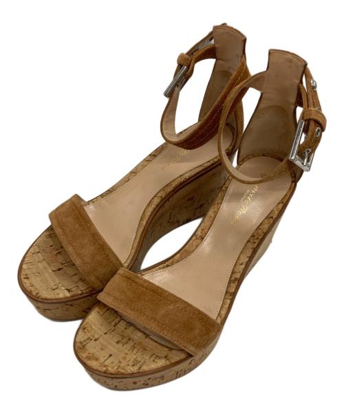 Gianvito Rossi（ジャンヴィト ロッシ）Gianvito Rossi (ジャンヴィト・ロッシ) ウェッジソールサンダル ブラウン サイズ:38の古着・服飾アイテム