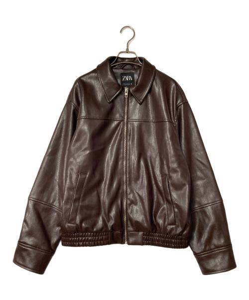 ZARA（ザラ）ZARA (ザラ) フェイクレザー ボンバージャケット ブラウン サイズ:XSの古着・服飾アイテム