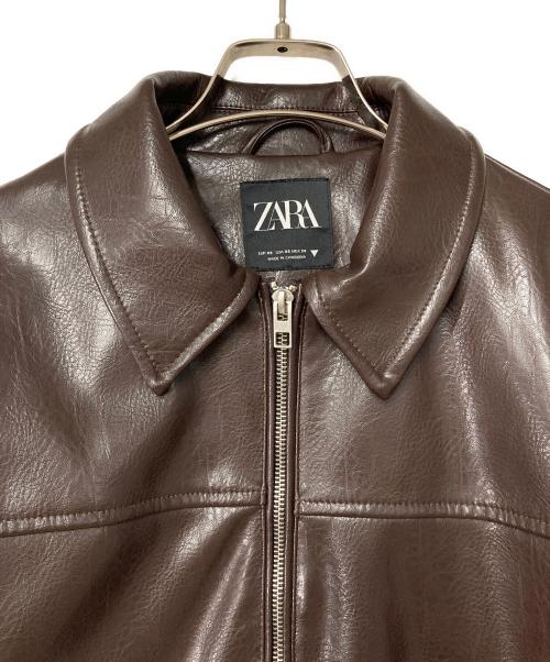 ZARA（ザラ）ZARA (ザラ) フェイクレザー ボンバージャケット ブラウン サイズ:XSの古着・服飾アイテム