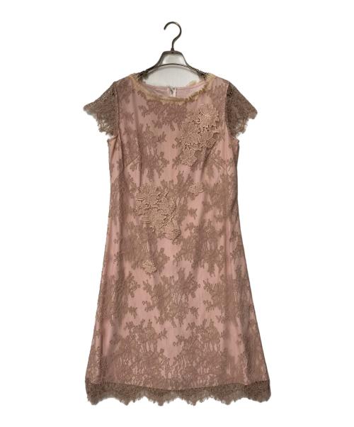 CHRISCELIN（クリスセリーン）CHRISCELIN (クリスセリーン) レースワンピース 301-1630 ピンク サイズ:42の古着・服飾アイテム