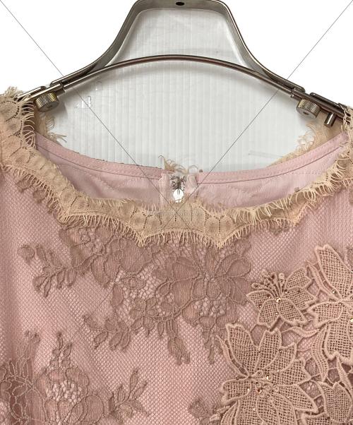 CHRISCELIN（クリスセリーン）CHRISCELIN (クリスセリーン) レースワンピース 301-1630 ピンク サイズ:42の古着・服飾アイテム
