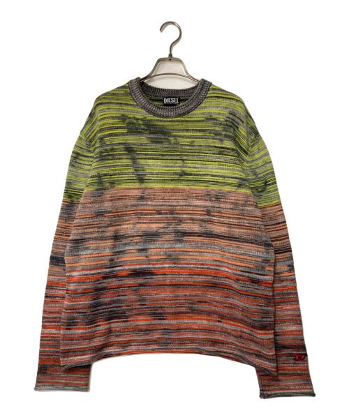 DIESEL（ディーゼル）DIESEL (ディーゼル) K-PROVO グラデーションニット A04079 グレー×イエロー×オレンジ サイズ:Mの古着・服飾アイテム