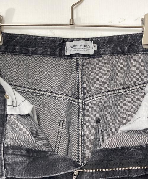 Saint martin（セント・マーチン）Saint martin (セント・マーチン) ワイドサイドラインデニムパンツ ブラック×レッド サイズ:Mの古着・服飾アイテム