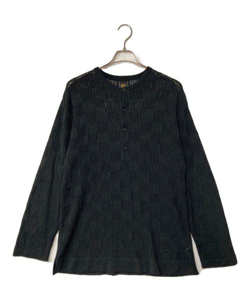 BATONER（バトナ―）BATONER (バトナ―) ヘンリーネック ニット ポロシャツ ブラック サイズ:3の古着・服飾アイテム
