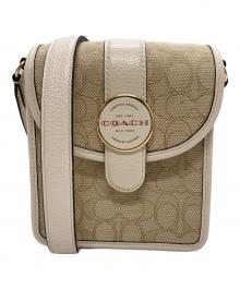 COACH（コーチ）の古着「ノース／サウス ロニー クロスボディ シグネチャー ジャカード」｜ベージュ×アイボリー