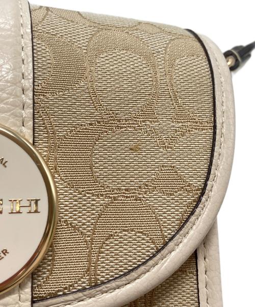 COACH（コーチ）COACH (コーチ) ノース／サウス ロニー クロスボディ シグネチャー ジャカード ベージュ×アイボリーの古着・服飾アイテム