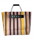 MARNIマルニ）の古着「MARKET STRIPE BAG」｜ピンク×ブラック×ブラウン