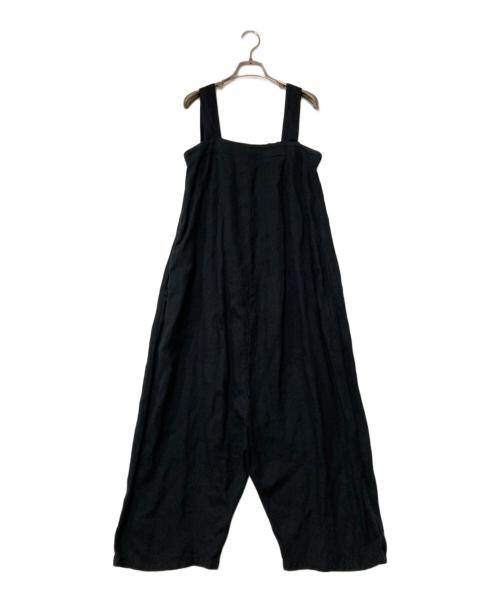 evam eva（エヴァムエヴァ）evam eva (エヴァムエヴァ) linen salopette リネンサロペット E221T105 ブラック サイズ:-の古着・服飾アイテム