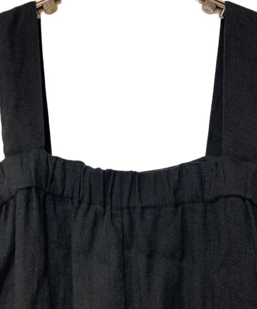 evam eva（エヴァムエヴァ）evam eva (エヴァムエヴァ) linen salopette リネンサロペット E221T105 ブラック サイズ:-の古着・服飾アイテム