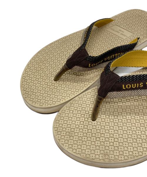 LOUIS VUITTON（ルイ ヴィトン）LOUIS VUITTON (ルイ ヴィトン) モノグラムフラワー ラバー ビーチサンダル ベージュ×ブラウン×イエロー サイズ:実寸参照の古着・服飾アイテム