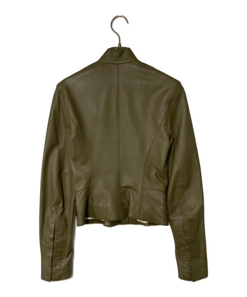 LOUIS VUITTON（ルイ ヴィトン）LOUIS VUITTON (ルイ ヴィトン) ラムレザースタンドカラージャケット オリーブ サイズ:34の古着・服飾アイテム
