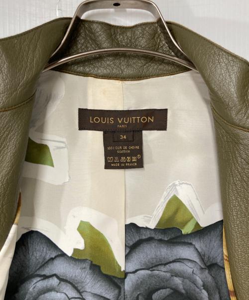 LOUIS VUITTON（ルイ ヴィトン）LOUIS VUITTON (ルイ ヴィトン) ラムレザースタンドカラージャケット オリーブ サイズ:34の古着・服飾アイテム