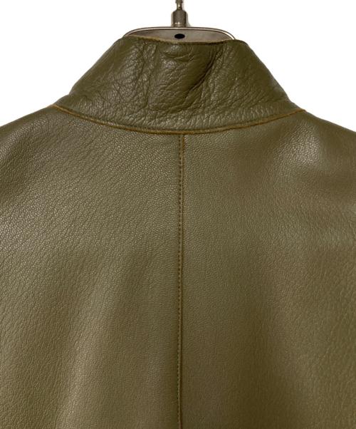 LOUIS VUITTON（ルイ ヴィトン）LOUIS VUITTON (ルイ ヴィトン) ラムレザースタンドカラージャケット オリーブ サイズ:34の古着・服飾アイテム