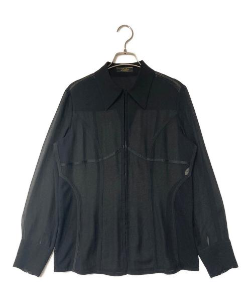 Leilian（レリアン）Leilian (レリアン) シアーシャツ ブラック サイズ:11の古着・服飾アイテム
