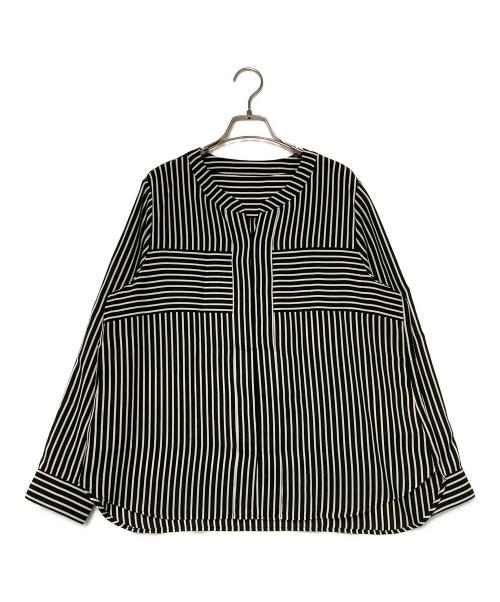 Leilian（レリアン）Leilian (レリアン) ストライプブラウス ブラック×ホワイト サイズ:13＋の古着・服飾アイテム