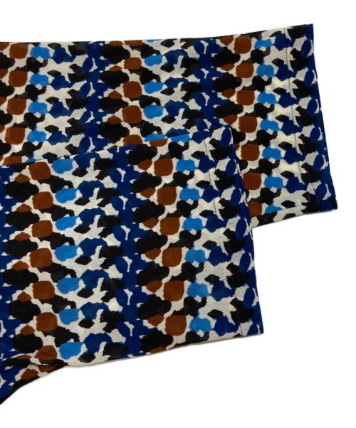 Leilian（レリアン）LEILIAN (レリアン) 総柄プルオーバーブラウス ブルー×ブラウン サイズ:13+の古着・服飾アイテム